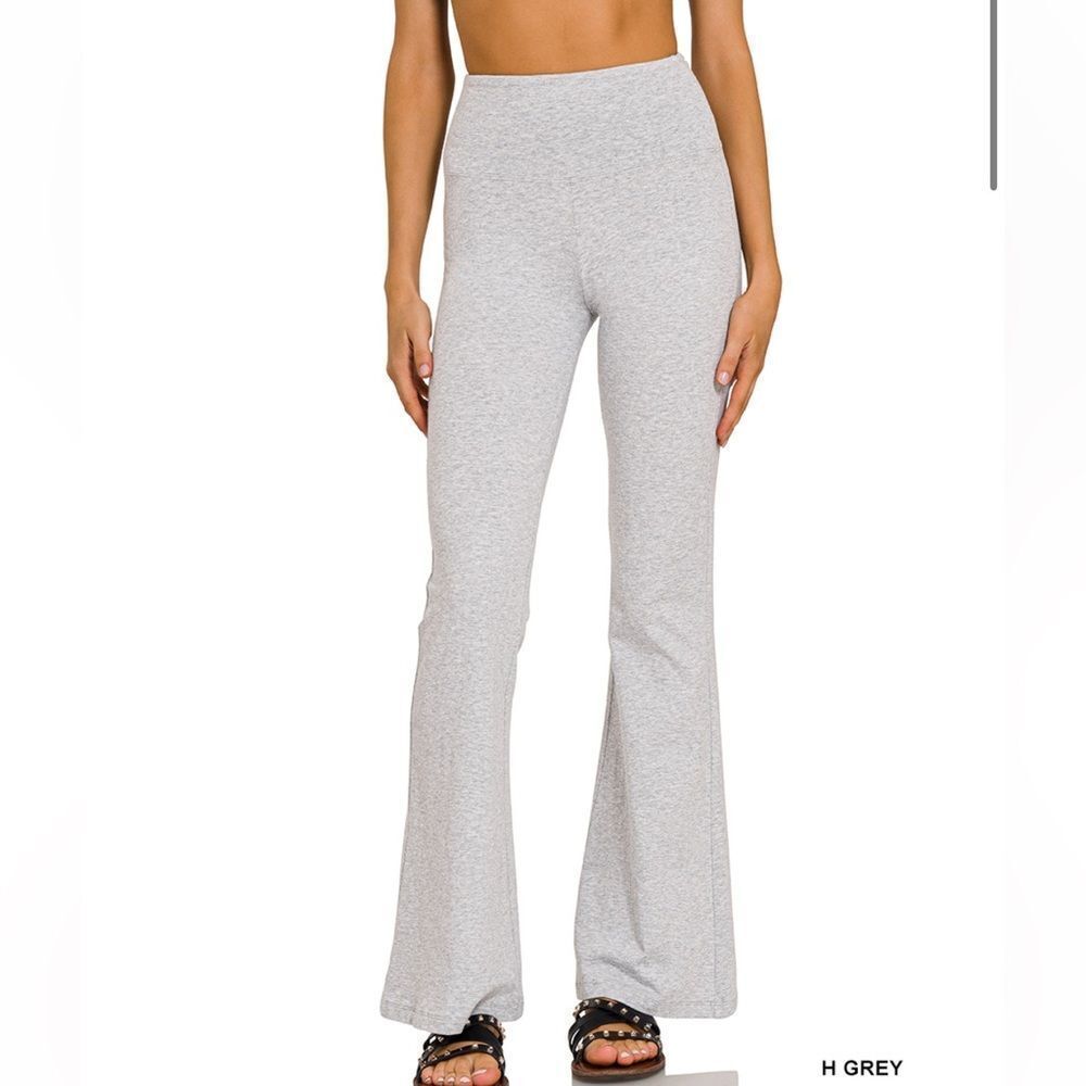 HIGH WAIST YOGA FLARE PANTS #SP-3222D4 Heather Gray